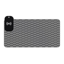 Load image into Gallery viewer, RAINY BEAR X LIL BRUH GWOP SFCB GREY MONOGRAM LED GAMING MOUSE PAD WIRELESS CHARGING - GREY