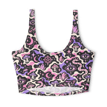 Load image into Gallery viewer, TRIPPY WITCHY MUSHROOM LIL BRUH GWOP® LAVENDER CAMO SPORTS BRA2026
