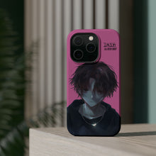 Load image into Gallery viewer, SERIAL EXPERIMENTS LAIN X LIL BRUH GWOP MAGNETIC IMPACT RESISTANT TOUGH PINK PHONE CASE
