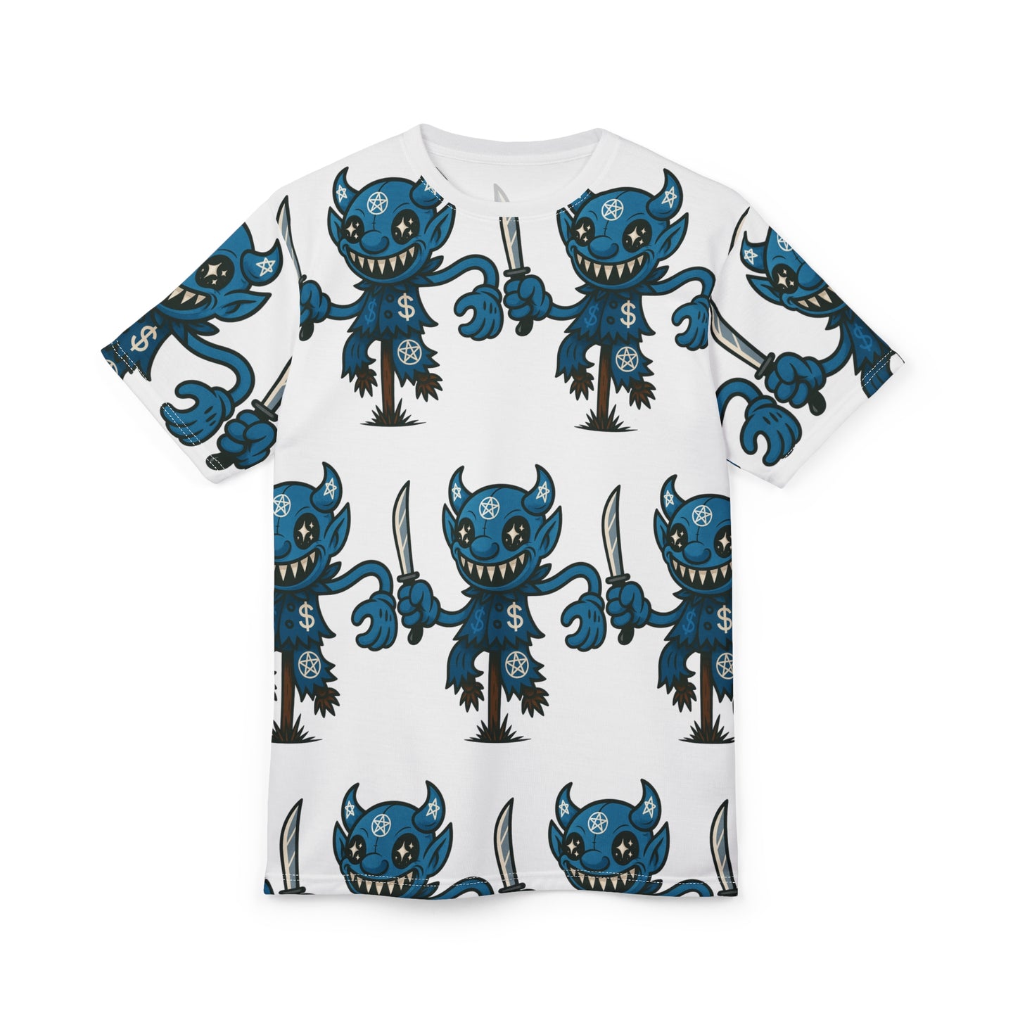 HALLOWEEN LIL BRUH GWOP GWOP CROW SCARECROW KNIFE HALLOWEEN JUGGALO SATANIC SATAN ALL OVER TEE