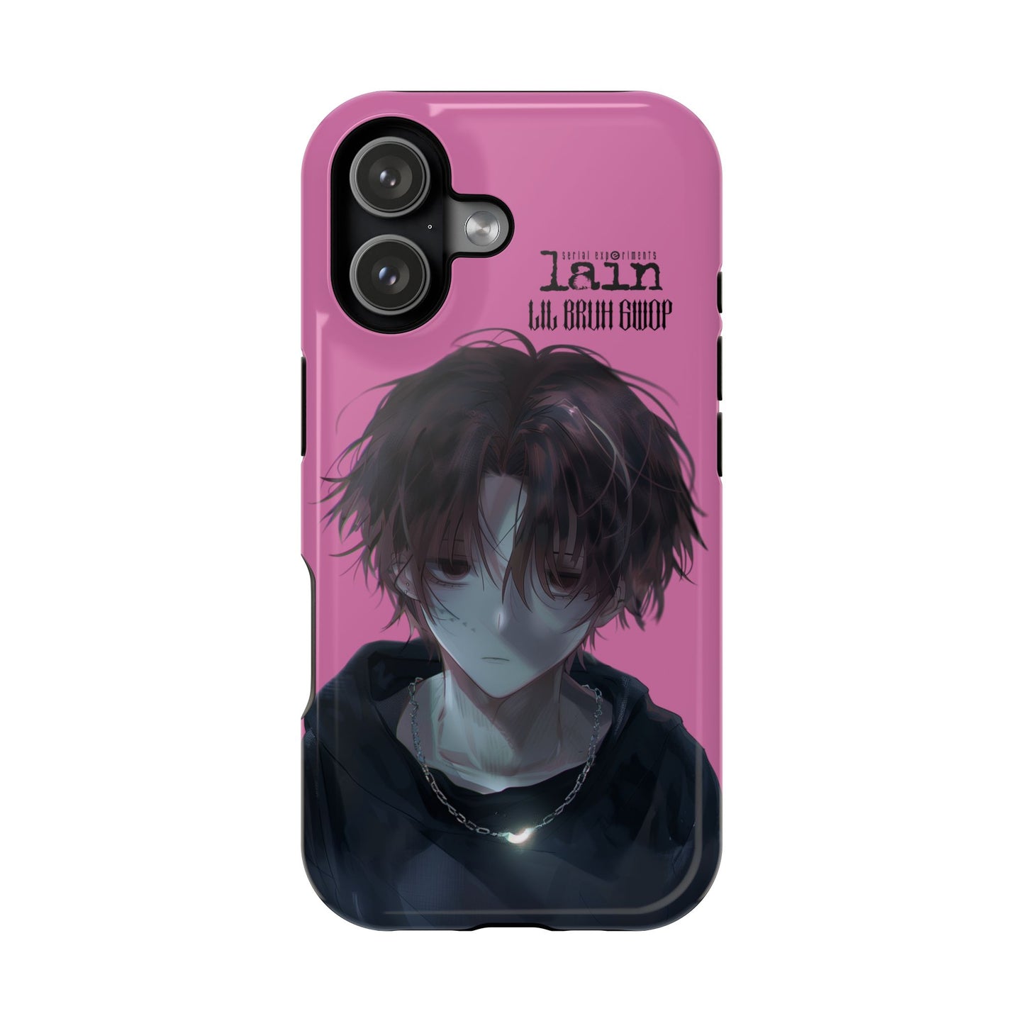 SERIAL EXPERIMENTS LAIN X LIL BRUH GWOP MAGNETIC IMPACT RESISTANT TOUGH PINK PHONE CASE