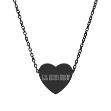 Load image into Gallery viewer, LIL BRUH GWOP HEART NECKLACE (ENGRAVED) - STEEL/BLACK
