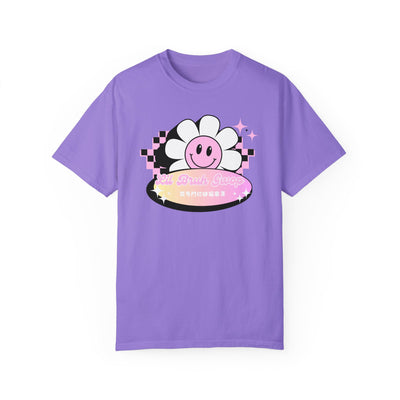 スマイルフラワーTシャツ - パープル