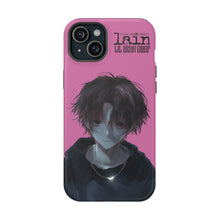 Load image into Gallery viewer, SERIAL EXPERIMENTS LAIN X LIL BRUH GWOP MAGNETIC IMPACT RESISTANT TOUGH PINK PHONE CASE
