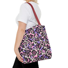 Load image into Gallery viewer, TRIPPY WITCHY MUSHROOM LIL BRUH GWOP® CAMO TOTE BAG 2026
