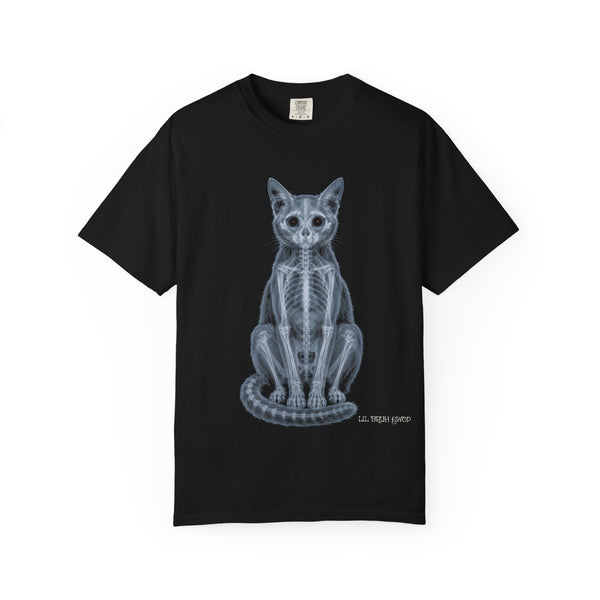 CAT BODY X RAY LIL BRUH GWOP HALLOWEEN TEE - BLACK/WHITE