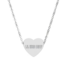 Load image into Gallery viewer, LIL BRUH GWOP HEART NECKLACE (ENGRAVED) - STEEL/BLACK

