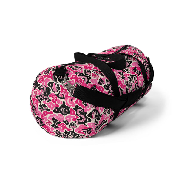 TRIPPY WITCHY MUSHROOM LIL BRUH GWOP® PINK CAMO DUFFEL BAG 2026