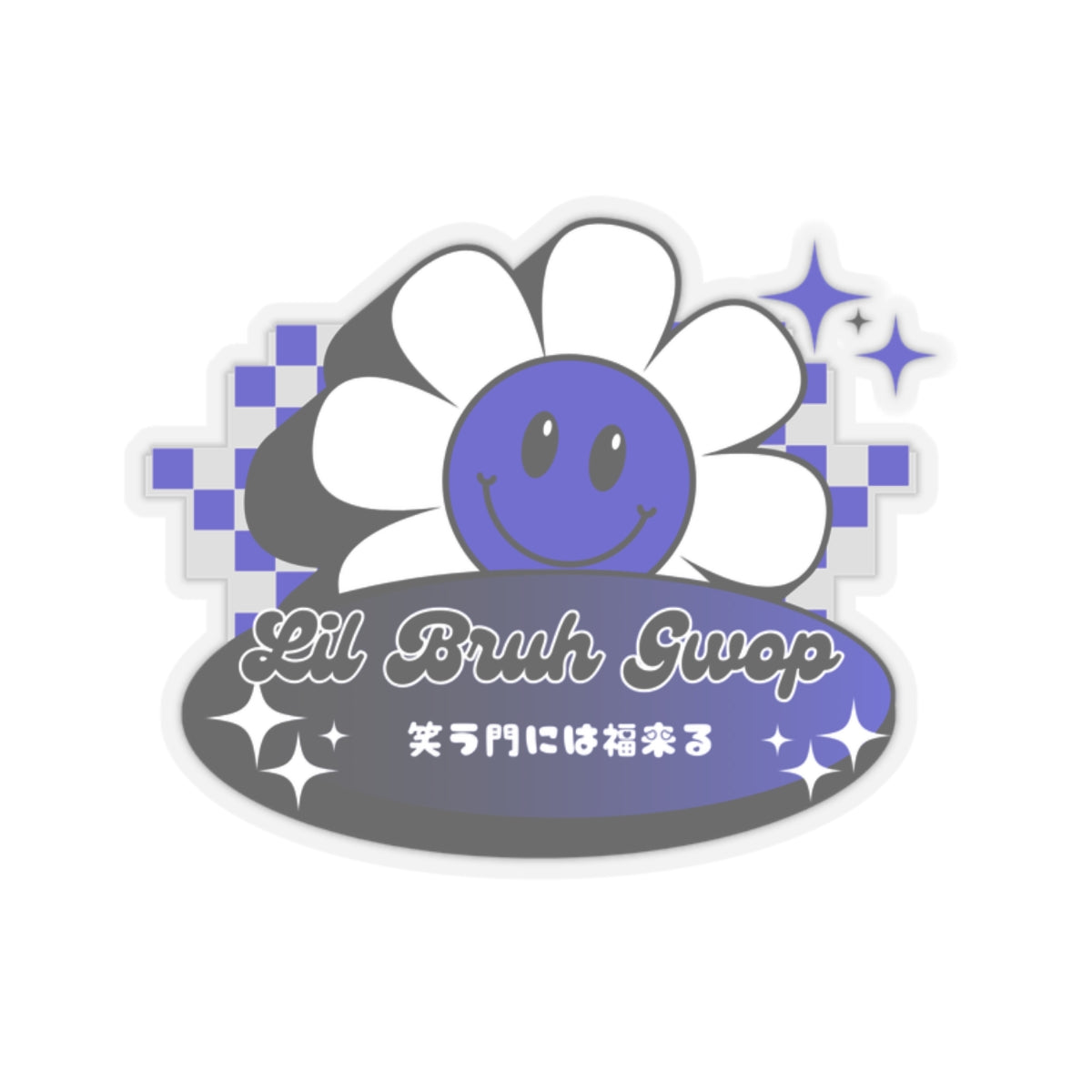 SMILE FLOWER STICKER - BLUE