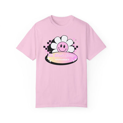 スマイルフラワーTシャツ - ピンク