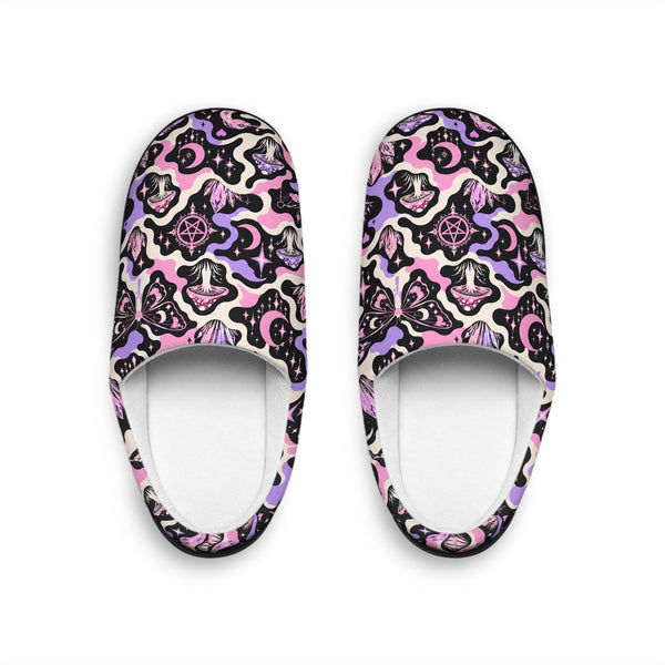 TRIPPY WITCHY MUSHROOM LIL BRUH GWOP® LAVENDER CAMO 2026 UNISEX INDOOR SLIPPERS
